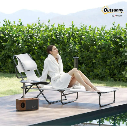 4-Position Adjustable Beach Chaise Lounge Chair with Pillow Rest