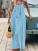 Fashionable Solid Color Backless Loose Dress