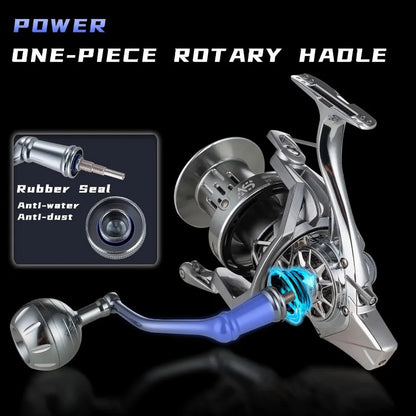 Spinning Aluminum Frame Carbon Fiber 55LB Power Drag Heavy Long Casting Reel