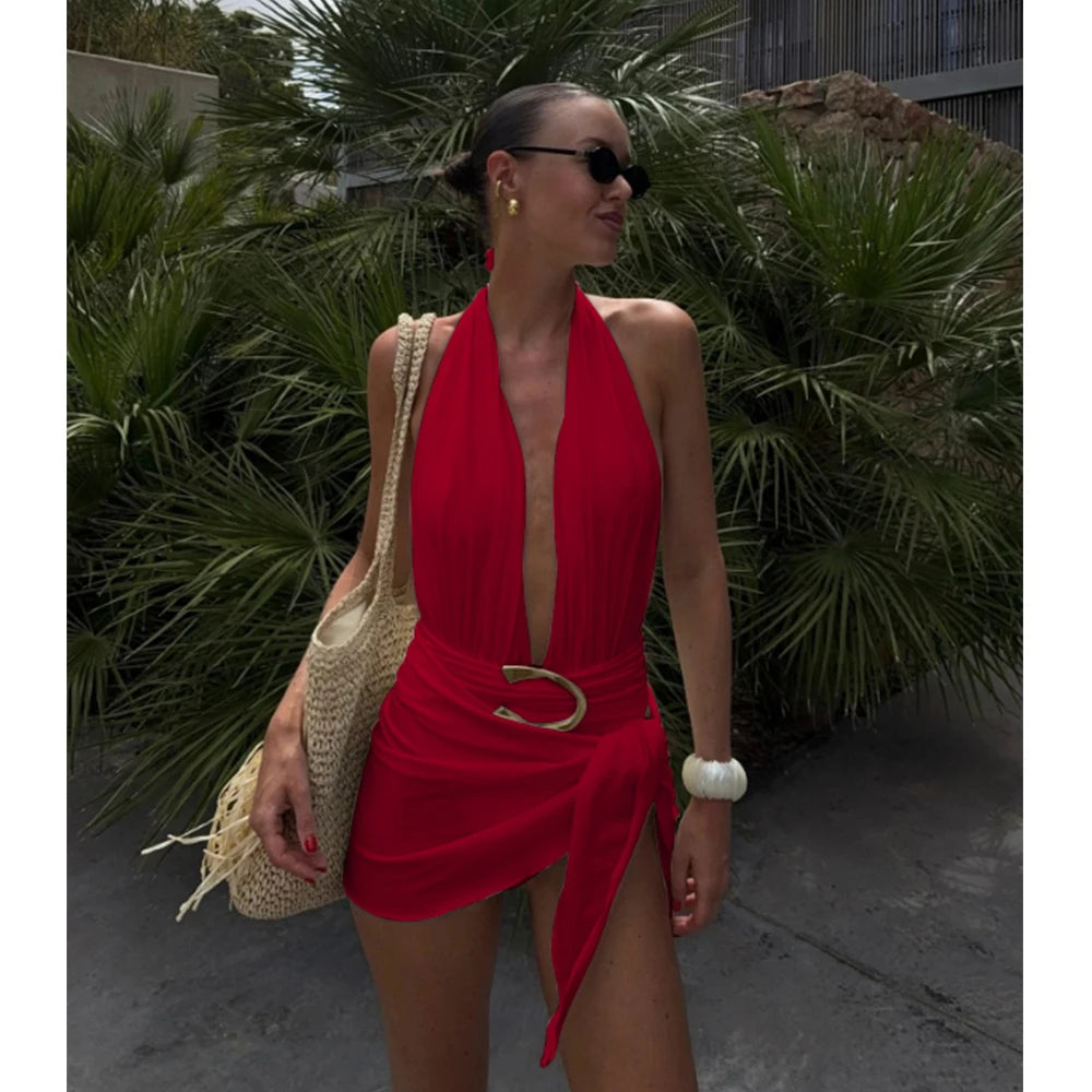 Two Pieces Micro Bikini Sarong Mini Skirt