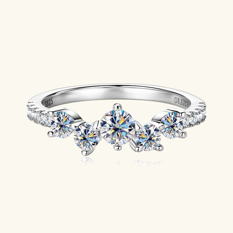 Anziw Real S925 Ring Cluster Moissanite Sterling Silver Ring