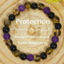 Natural Tiger's Eye & Amethyst Bead Stretch Bracelet