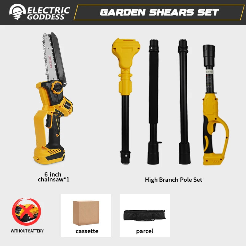 Brushless 1380W Electric Chainsaw with Telescoping Pole Pruner