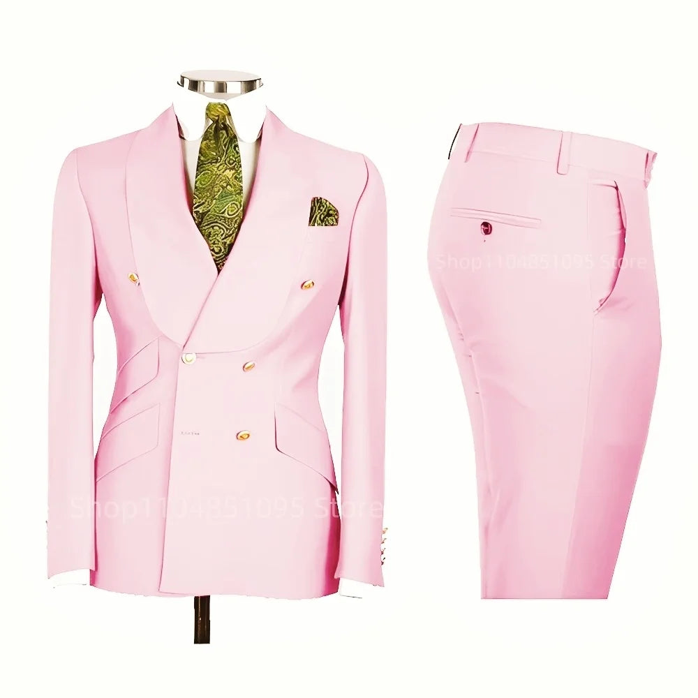 Men's Formal Double-Breasted Business & Wedding Suit Set
