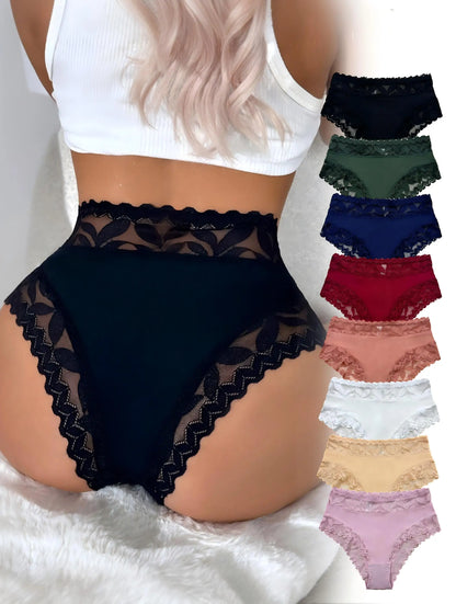 Women's 8-Piece Breathable Lace Trim Briefs Set