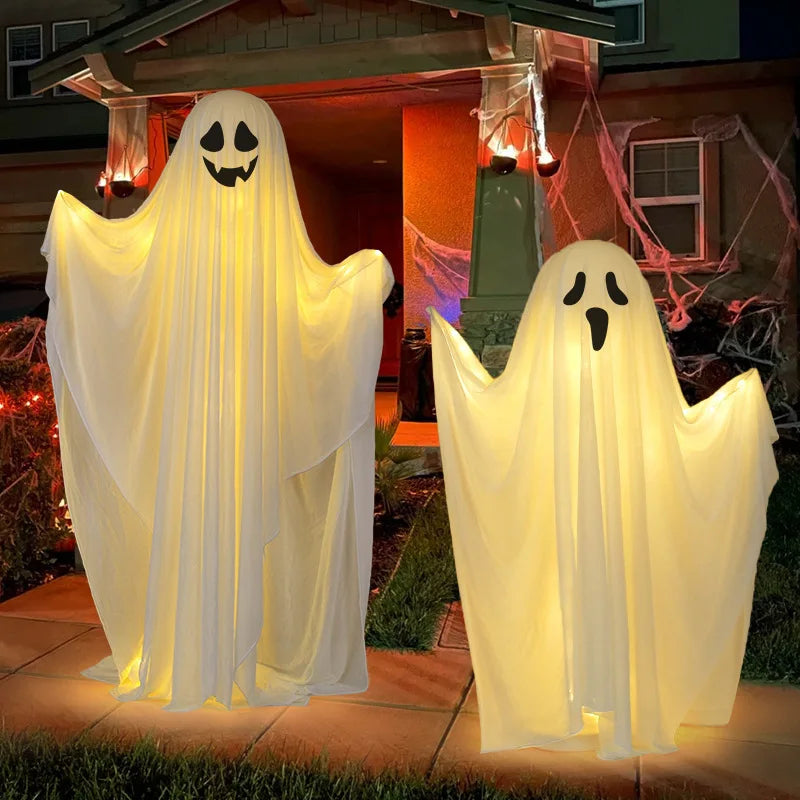 Life-Size Scary Standing Ghost Decor - Glow-in-the-Dark Halloween Outdoor Prop