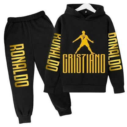 Ronaldo Print Hoodie + Pants Suit Set