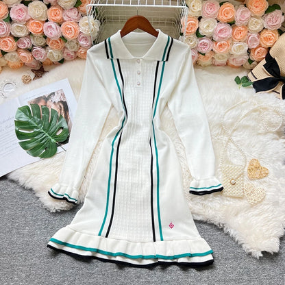 YuooMuoo Women's Knitted Ruffled Short-Sleeve Mini Party Dress