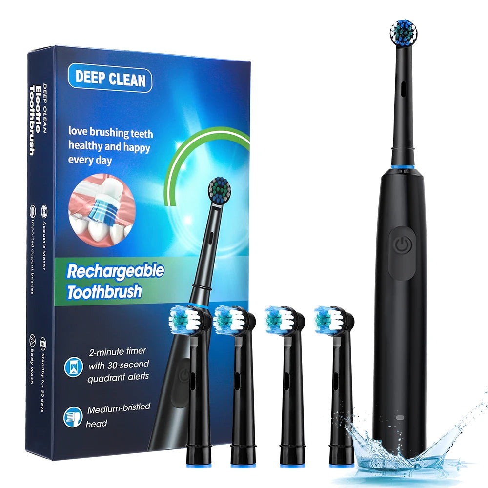 Electric Rotary Cleaning Tooth Brush With Timer & 8 Head
