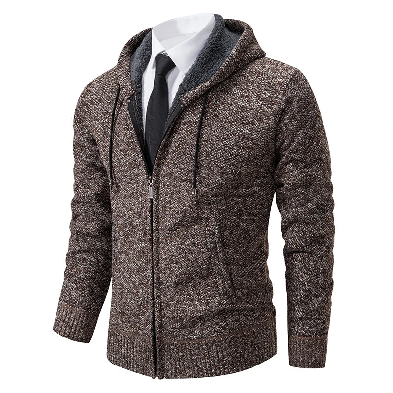 Men's Fleece Stand Collar Zip-Up Sweater Jacket