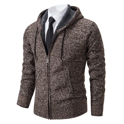 Men's Fleece Stand Collar Zip-Up Sweater Jacket