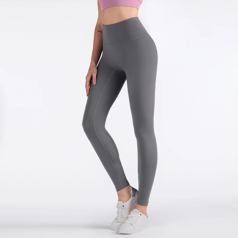 Solid Color High Waist Leggings with Pocket