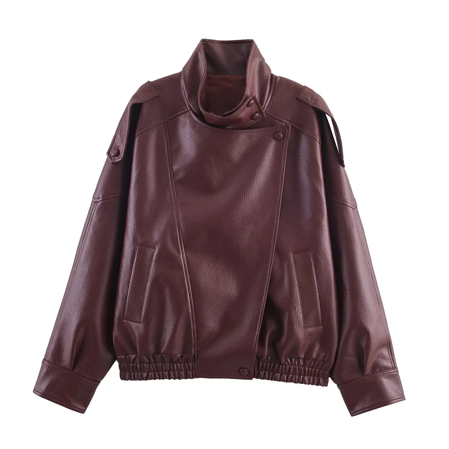 Women's Elegant High Street Asymmetric Button Zip-Up Jacket