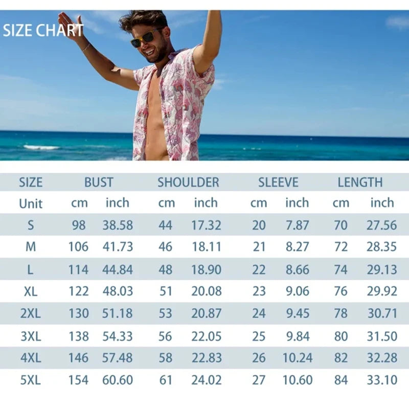 Men's Tropical Hawaiian Printed Short Sleeve Shirt & Shorts 2-Piece Suit Set
