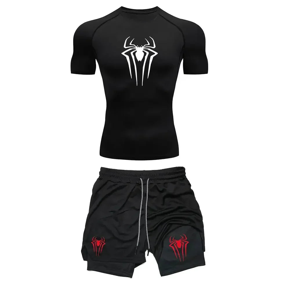 Compression Spider Printed Quick Dry Sportwear Set