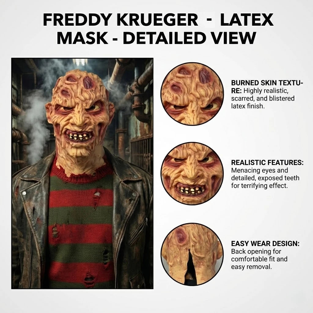Scary Burn Face Latex Mask for Halloween Cosplay