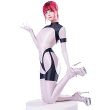 Glossy Smooth Elastic Long Sleeve Back Zipper Jumpsuit