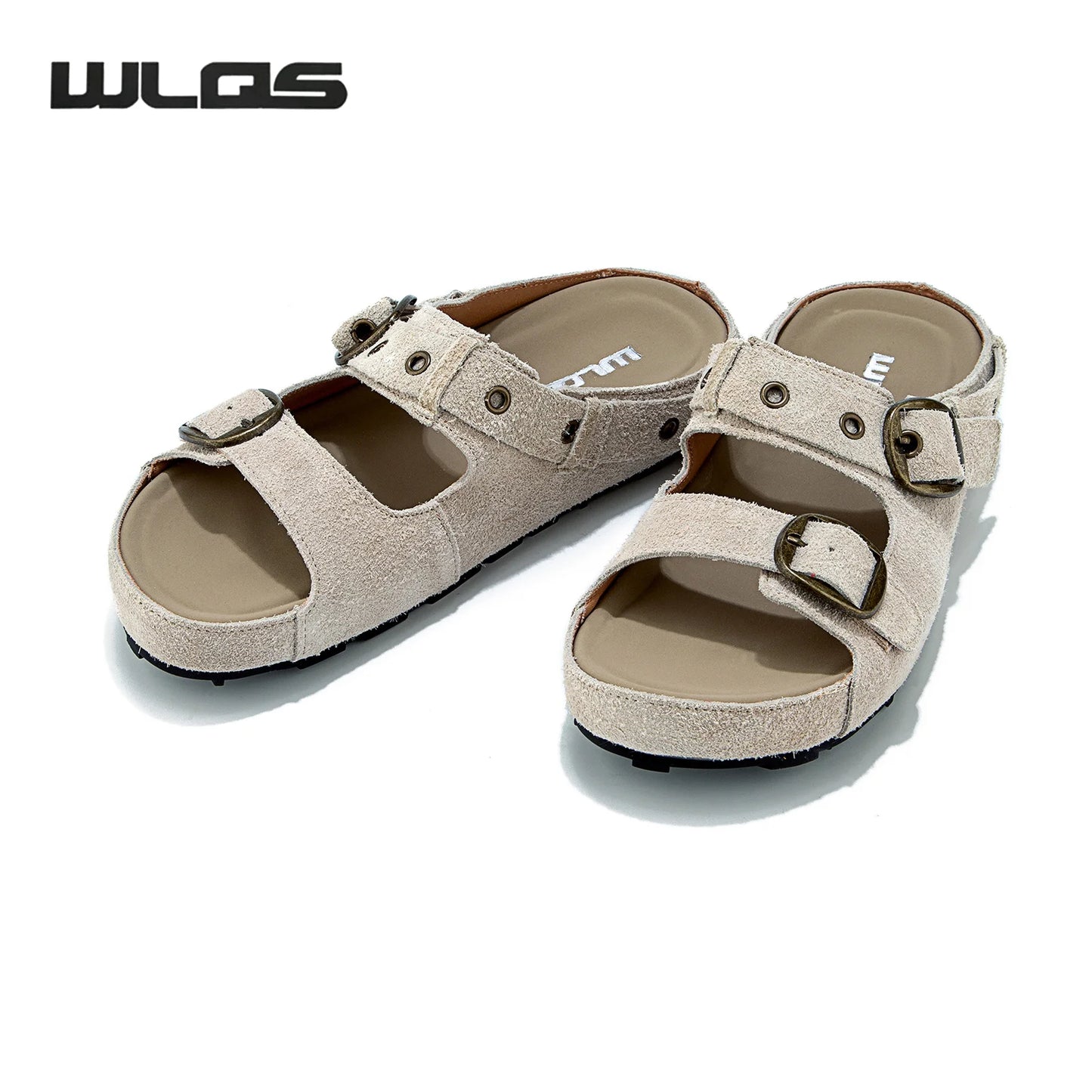 Women’s Suede Leather Buckle Strap Clogs & Slide Sandals