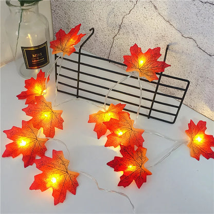 Artificial Fall Maple Leaf LED Light Garland