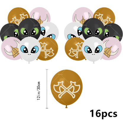 How to Train Your Dragon Party Decorations Set - Foil Balloons, Birthday Banner & Cake Toppers
