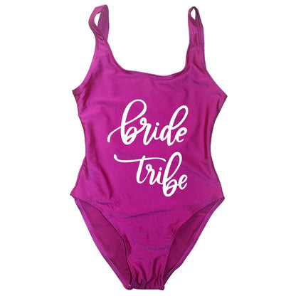 Bride Tribe Print One Piece Swimsuit