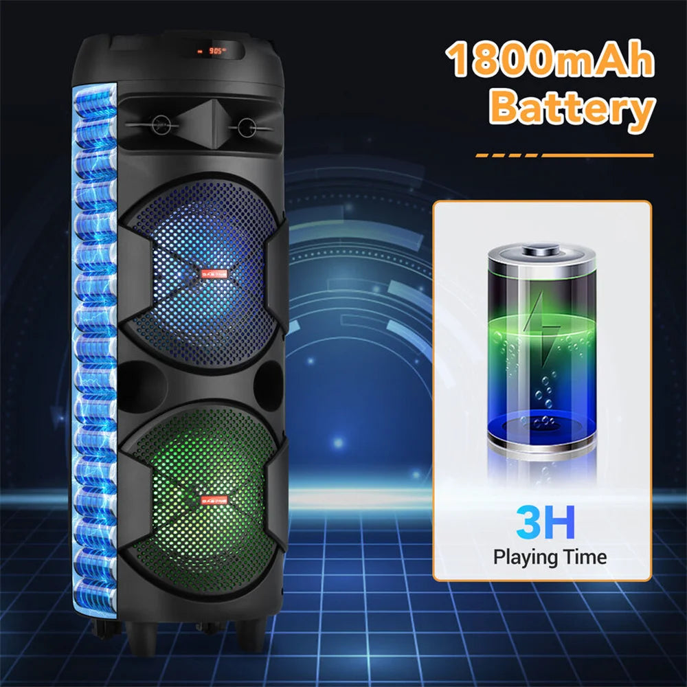 Portable Party Bluetooth Speaker with Dual 6.5" Woofers & Mic