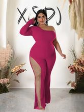 One Piece One Shoulder Single Sleeve Long Wide Foot Jumpsuit