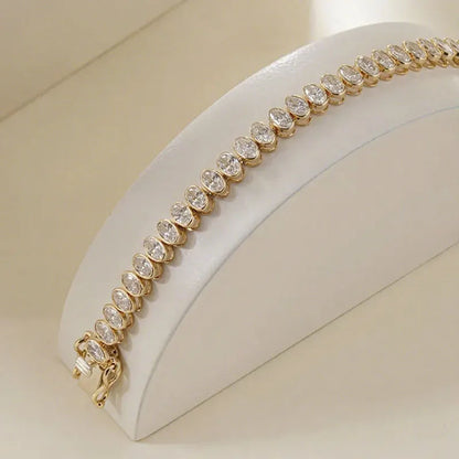 7.26 CTW Oval Lab-Grown Diamond Bezel Tennis Bracelet
