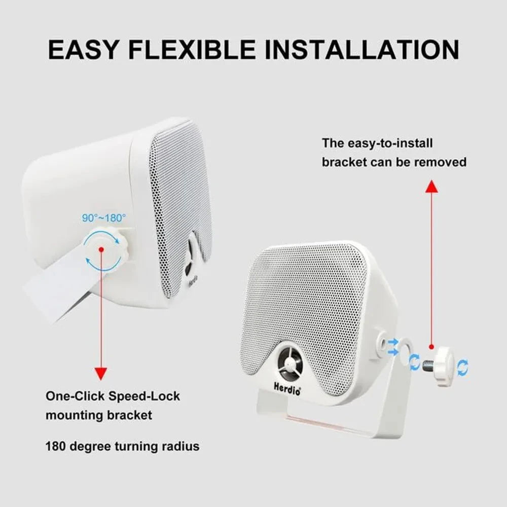 Herdio 4" Waterproof Marine Speakers with Bluetooth Amplifier Kit for Boat, Garden & Patio
