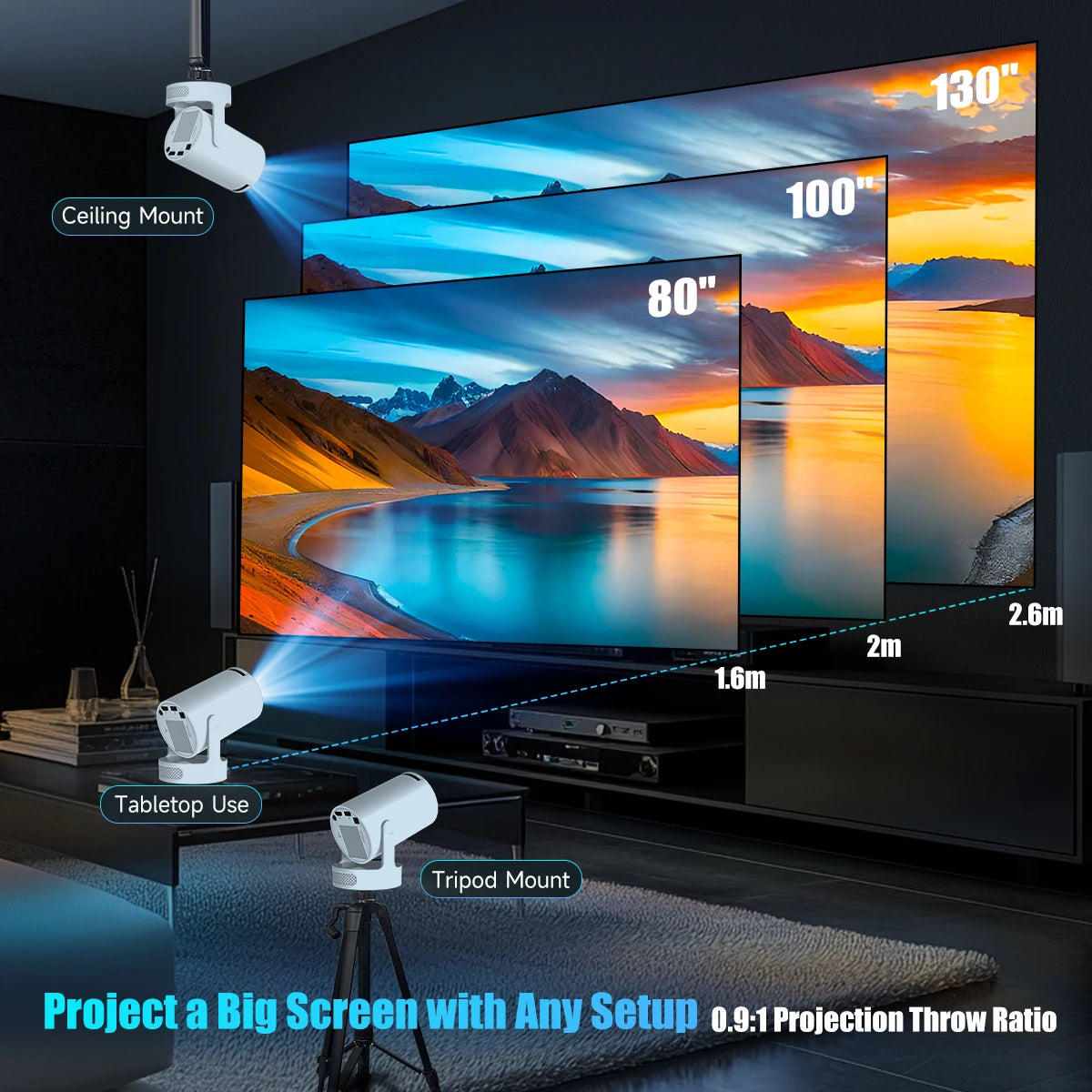 Magcubic HY300 Pro + Projector 4K 720P With 5W Speaker Outdoor Video Home Theater Projector