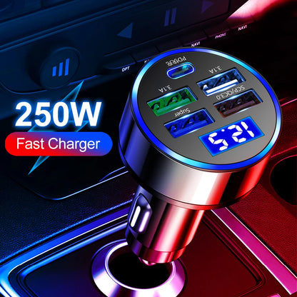 250W PD Fast Charging Type C USB Phone Adapter in Car