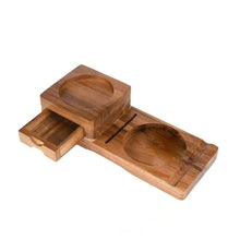 Solid Wood Cigar Ashtray with Cigar Drawer Whiskey Cup Holder Cigar Cutter Stainless Steel Bowl