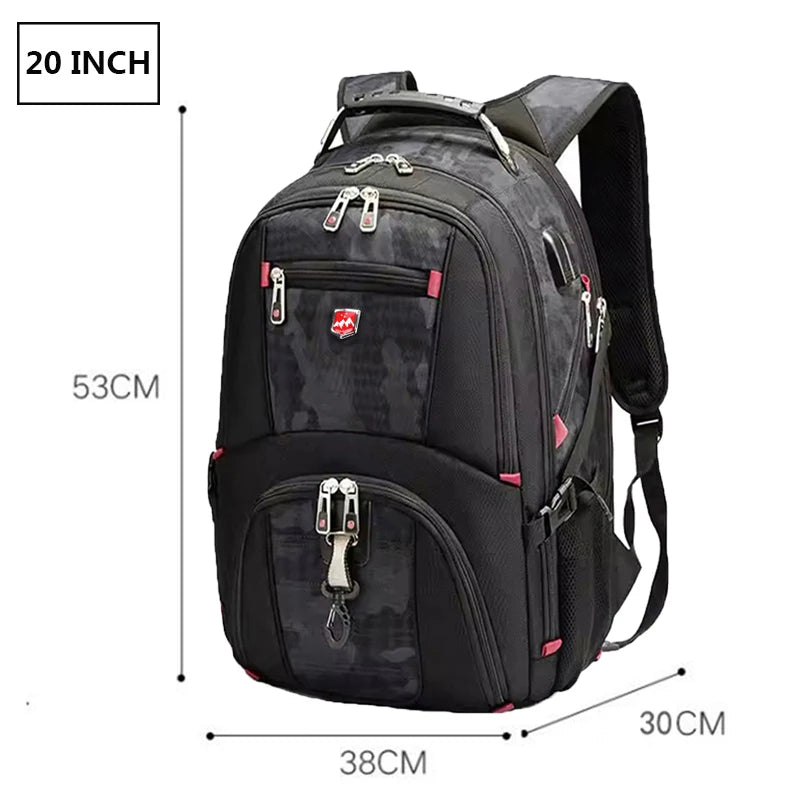 SWISTSNGR Men's Anti-Theft Laptop Backpack - Water-Repellent Business & Travel Rucksack with USB Charging Port