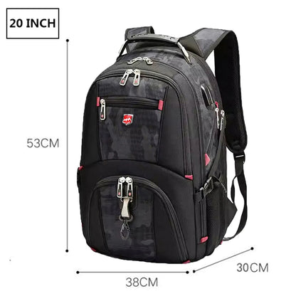 SWISTSNGR Men's Anti-Theft Laptop Backpack - Water-Repellent Business & Travel Rucksack with USB Charging Port