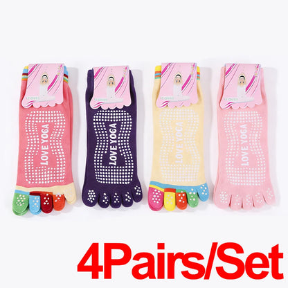 Women's Anti-Slip Cotton Five-Finger Yoga & Sports Toe Socks