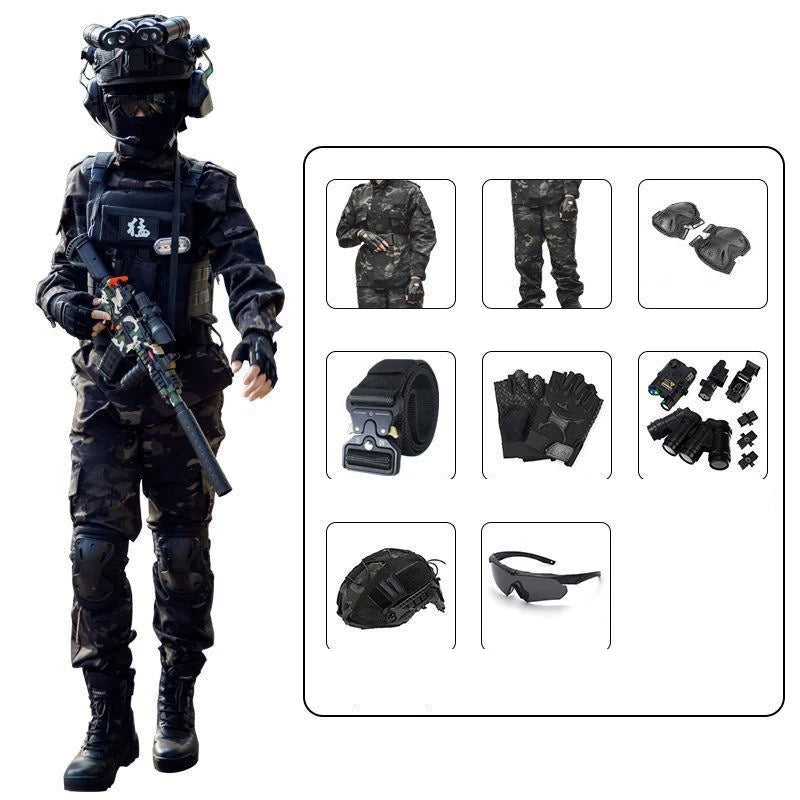 Kids' Tactical Camouflage Military Uniform & Gear Set