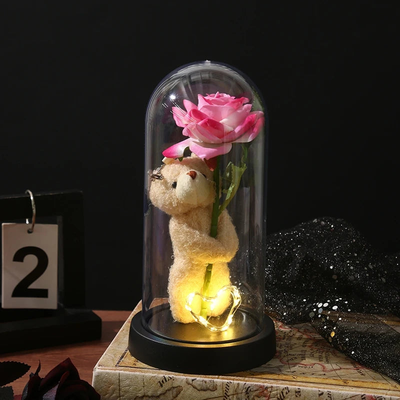 Artificial Eternal Rose LED Light in Glass Cover