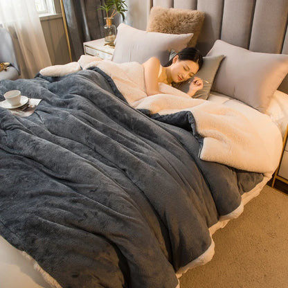 Double Sided Wool Throw Blanket
