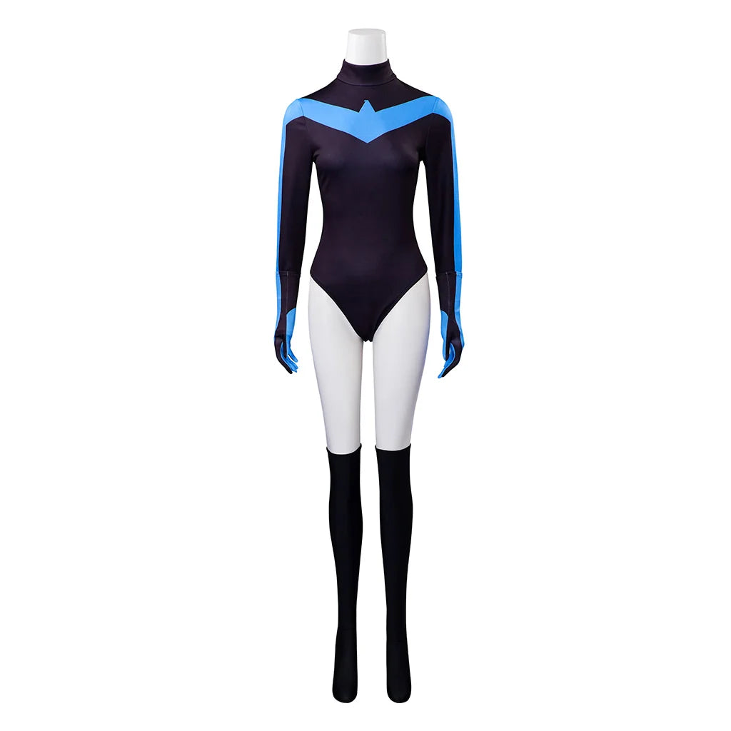Women's Halloween Superhero Jumpsuit & Wing Cosplay Outfit