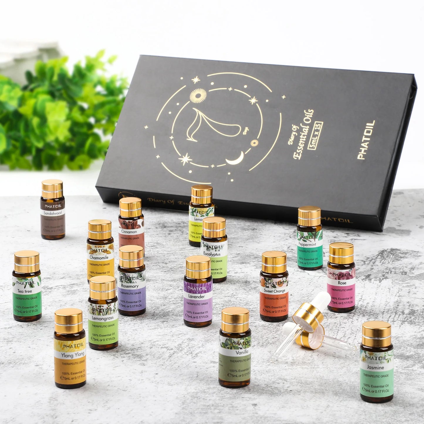 PHATOIL 15pcs Essential Oils Set Natural Plant