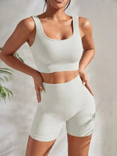 Seamless Ribbed 2Pces Crop Tank and High Waist Shorts