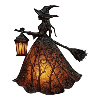 Gothic Halloween Witch Lantern LED Night Light Statue