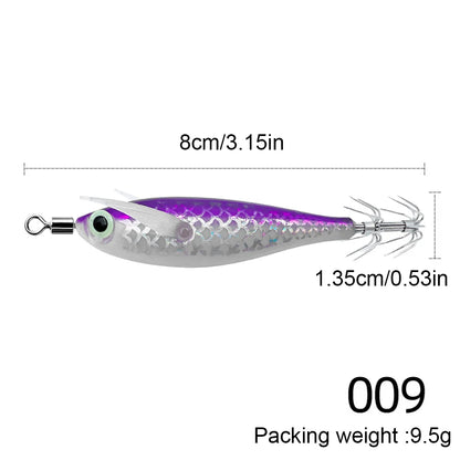Luminous 80mm Squid Jig Hook Fishing Lures (Artificial Hard Bait)
