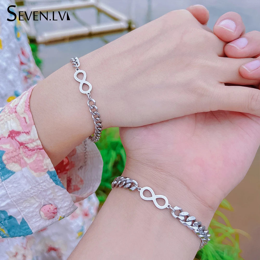 2pcs Stainless Steel Infinity Symbol Bracelets