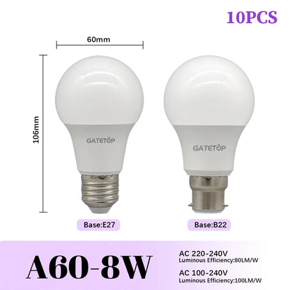 High-Efficiency Energy Saving LED Light Bulbs (E27 / B22 Base)