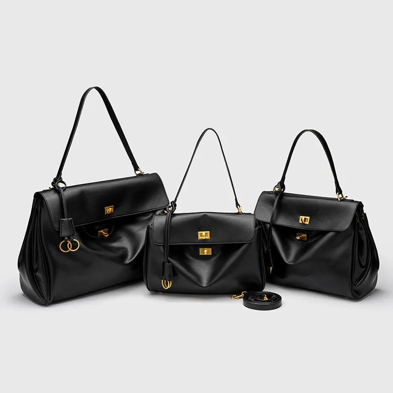 Women's Split Leather Large Capacity Tote Bag & Shoulder Handbag