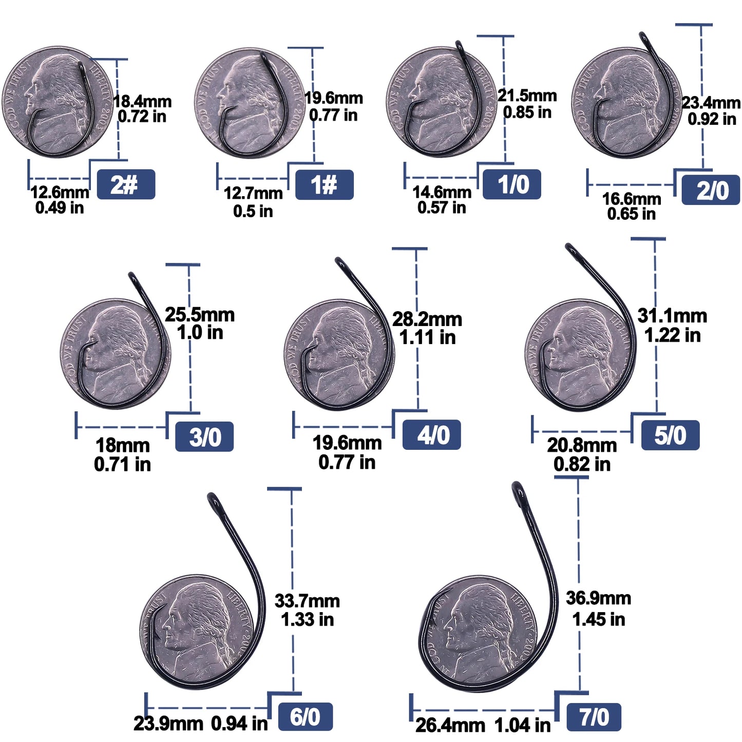 Non-Offset Saltwater Inline Circle Fishing Hooks