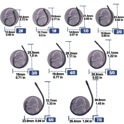 Non-Offset Saltwater Inline Circle Fishing Hooks