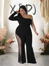 One Piece One Shoulder Single Sleeve Long Wide Foot Jumpsuit
