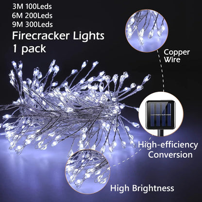 Solar LED Firecracker String Fairy Lights